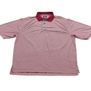 FootJoy Mens Golf Polo Shirt Striped Red White Size L